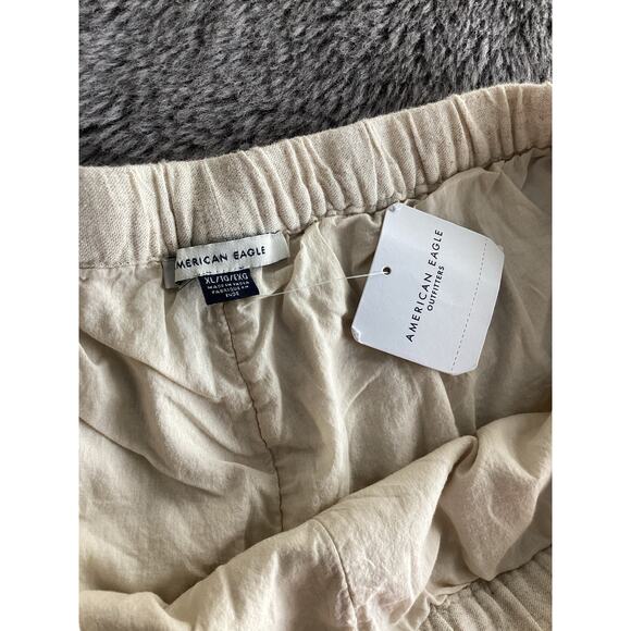 NWT American Eagle Women's Elastic Waist Drawstring Wide Leg Pants Beige Size XL - Picture 7 of 11